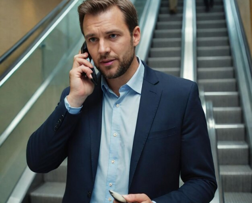 man-suit-is-escalator-with-cell-phone_1195965-30914